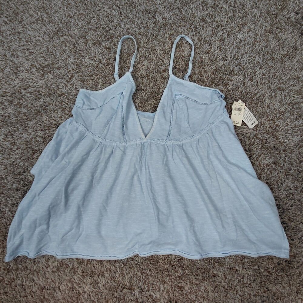 NEW Aerie Happiest Babydoll Tank Top Shirt Womens Medium Baby Blue